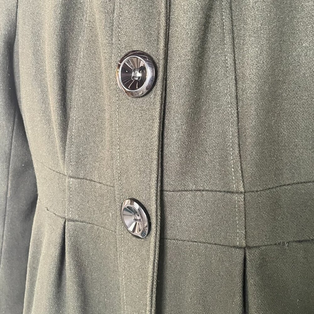 Coat | Guess Princess Wool Peacoat Hunter Green | Feminine Classic Old Money | M - Picture 5 of 16